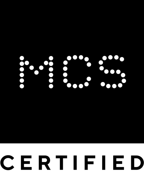 Logo with dotted letters MCS.